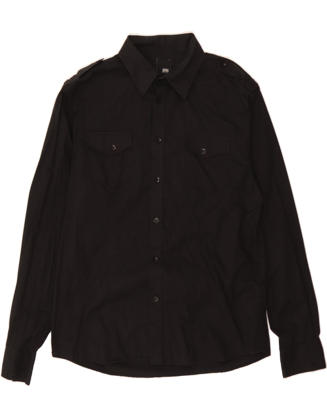JACK & JONES Mens Military Shirt XL Black Cotton Vintage Jack & Jones and Second-Hand Jack & Jones from Messina Hembry 