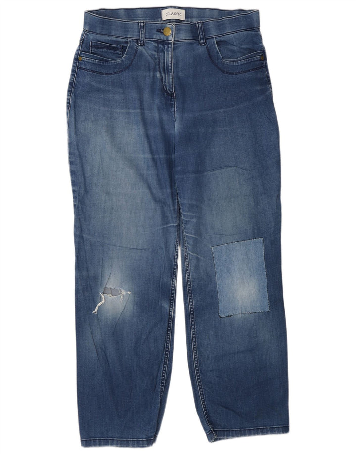 Marks & Spencer Damskie dżinsy w trudnej sytuacji, proste UK 12, średnie W28 L27, niebieskie