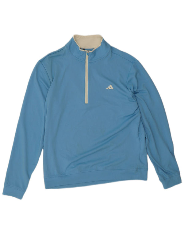 Adidas Męski dres z zamkiem błyskawicznym, górny, średni niebieski poliester