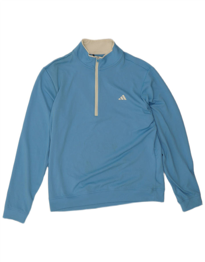 Adidas Męski dres z zamkiem błyskawicznym, górny, średni niebieski poliester