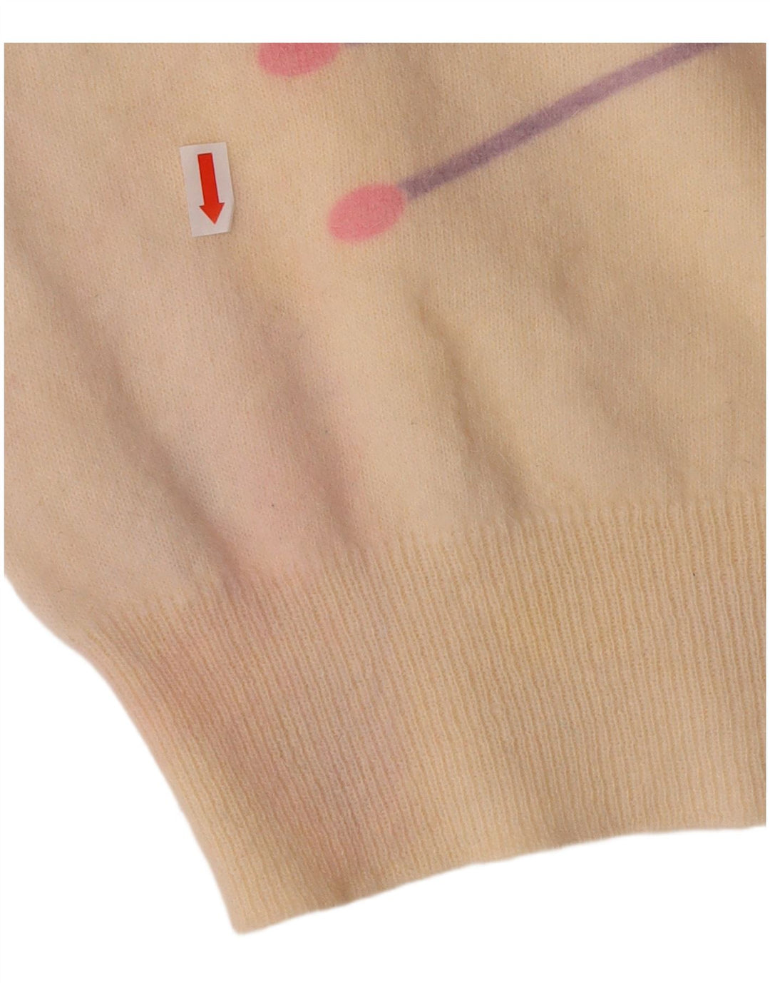 Sweter damski VINTAGE z okrągłym dekoltem UK 16, duży, w kolorze złamanej bieli, geometryczny