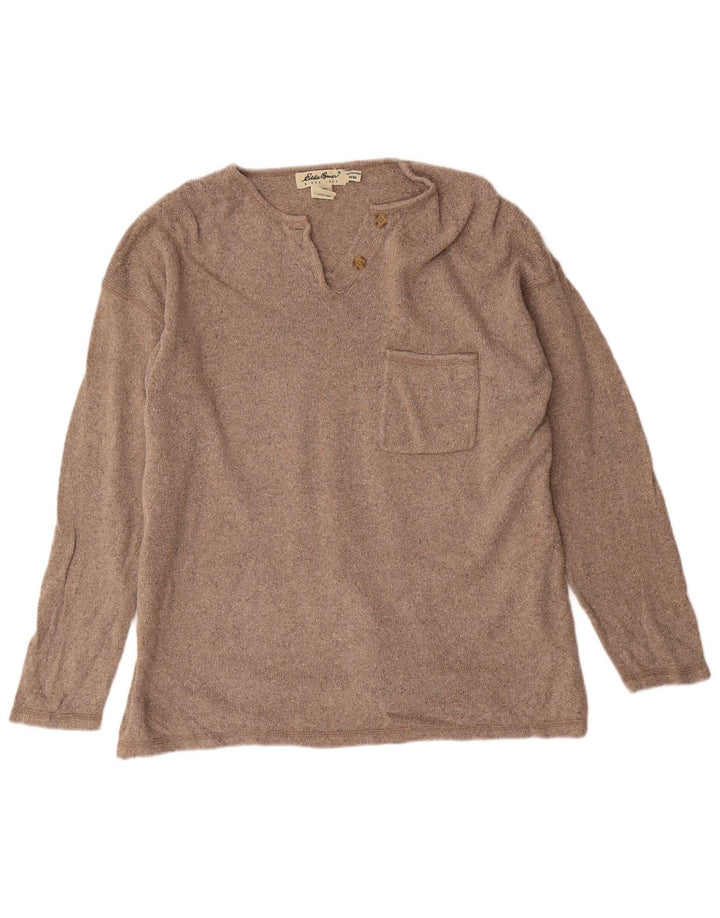 Damski sweter oversize EDDIE BAUER z dekoltem w łódkę, UK 14, średni brąz