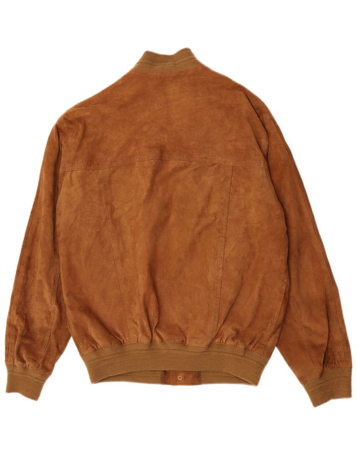Męska zamszowa kurtka bomber w stylu vintage IT 50, duża brązowa