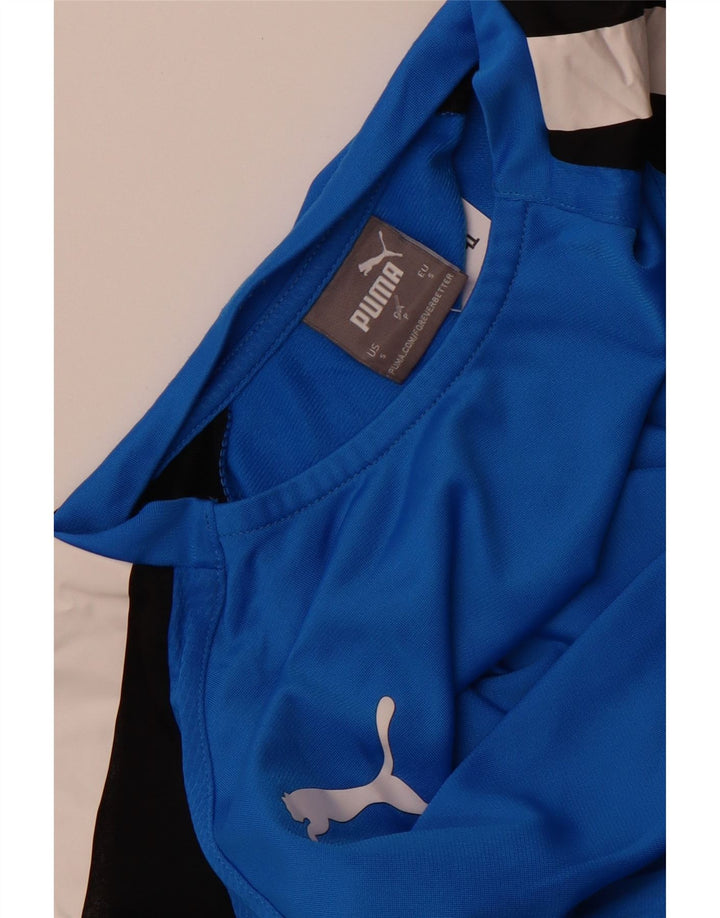 Męska koszulka Puma z długim rękawem, mała, niebieska, z blokami kolorów, poliestrowa