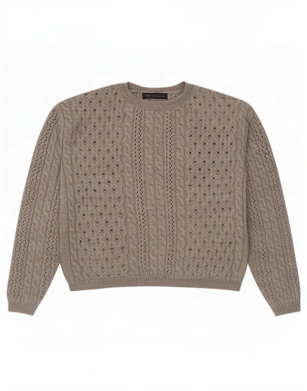Marks & Spencer Womens Crop Crew Neck Jumper Sweater UK 8 Small Grey