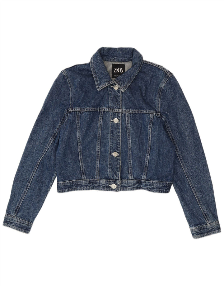 Damska kurtka dżinsowa Zara Crop UK 10 Small, niebieska bawełniana