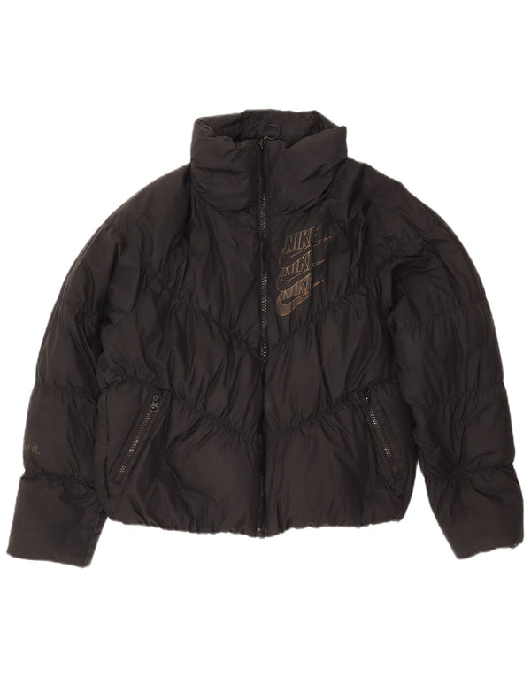 Nike Womens Oversized Graphic Padded Jacket UK 6 XS Black Polyester