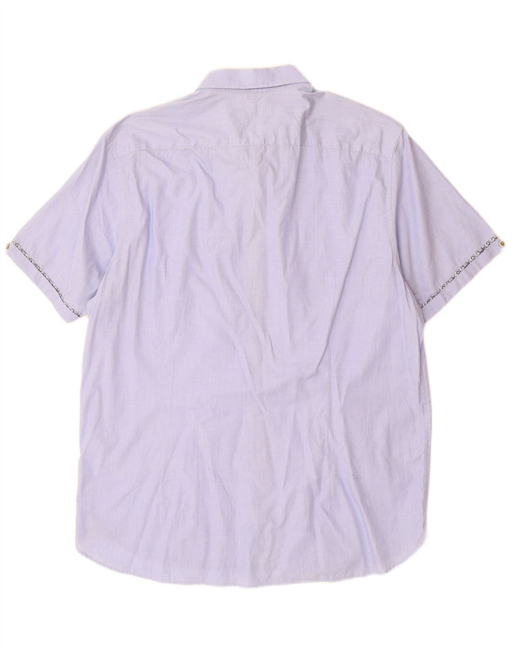 Koszula męska z krótkim rękawem Ted Baker, rozmiar 5 XL, niebieska, bawełniana