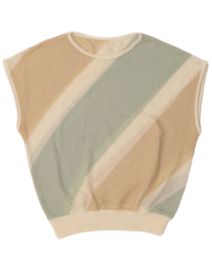 Tank top damski VINTAGE UK 16 w duże beżowe paski