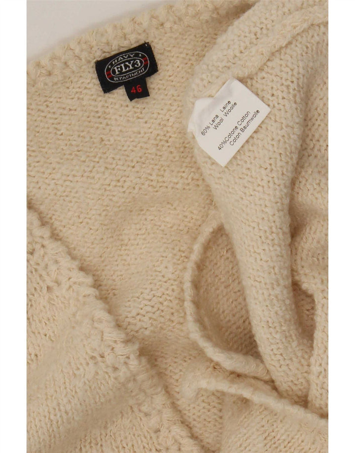 Damski sweter oversize Fly 3 typu oversize IT 46, duża beżowa wełna