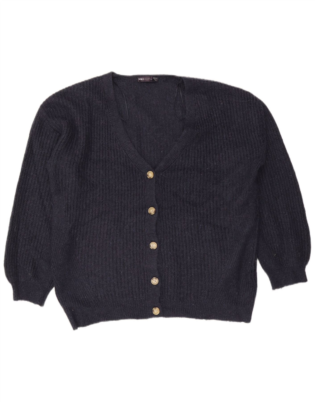 Marks & Spencer Damski sweter rozpinany UK 14 Średni granatowy akryl