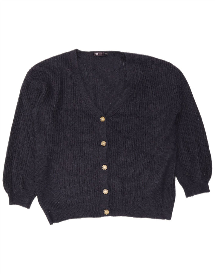 Marks & Spencer Damski sweter rozpinany UK 14 Średni granatowy akryl
