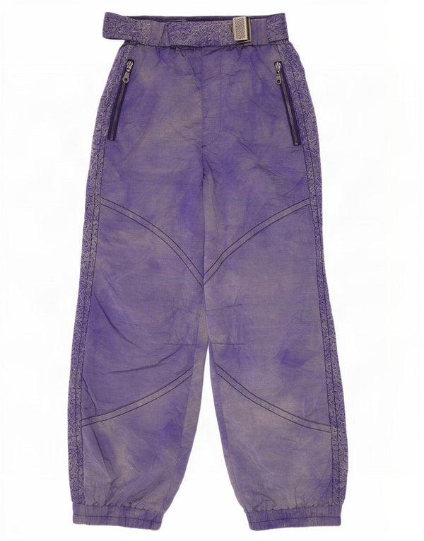 Damskie spodnie narciarskie Maier z wysokim stanem UK 16, duże fioletowe Tie Dye, poliamid