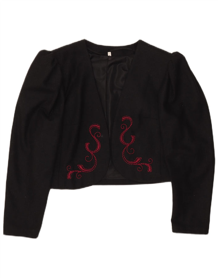 Damska marynarka w stylu vintage, krótka, EU 40, średni czarny poliester