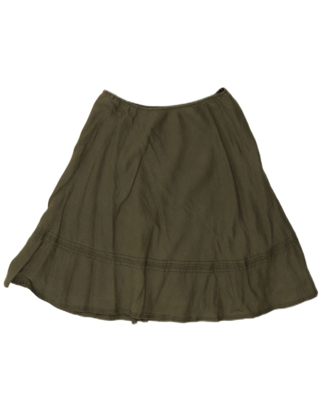 Spódnica damska Benetton w kształcie litery A IT 44 Medium W28 khaki lniana