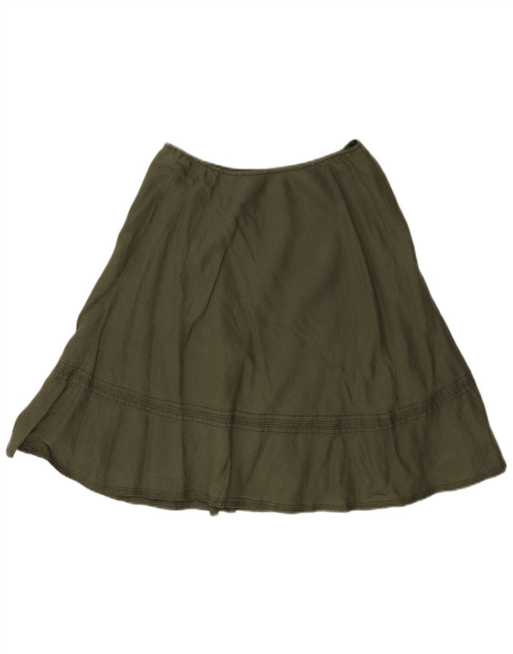 Spódnica damska Benetton w kształcie litery A IT 44 Medium W28 khaki lniana