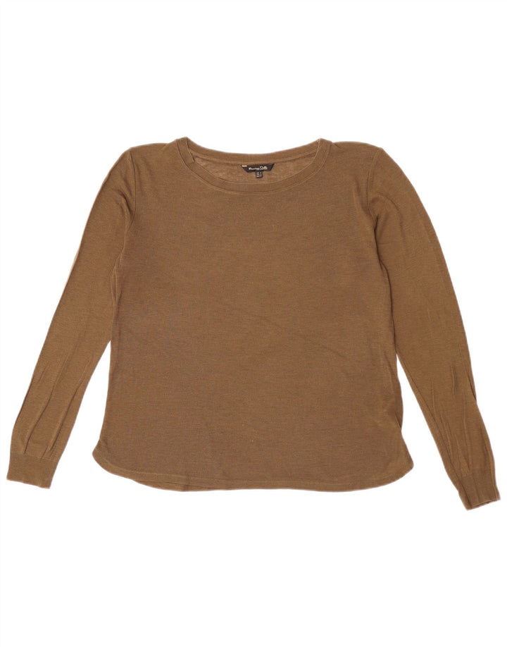 Damski sweter Massimo Dutti z dekoltem w łódkę UK 14 Medium Khaki Lyocell