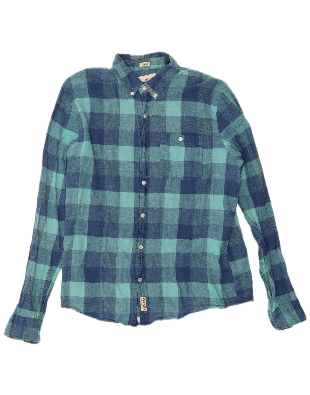 Koszula męska Hollister XL w niebieską kratę, lniana