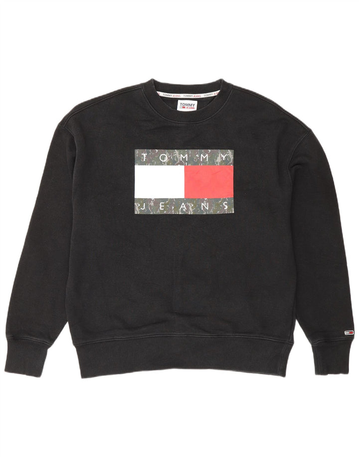 Męska bluza z grafiką Tommy Hilfiger, mała czarna, z blokami kolorów