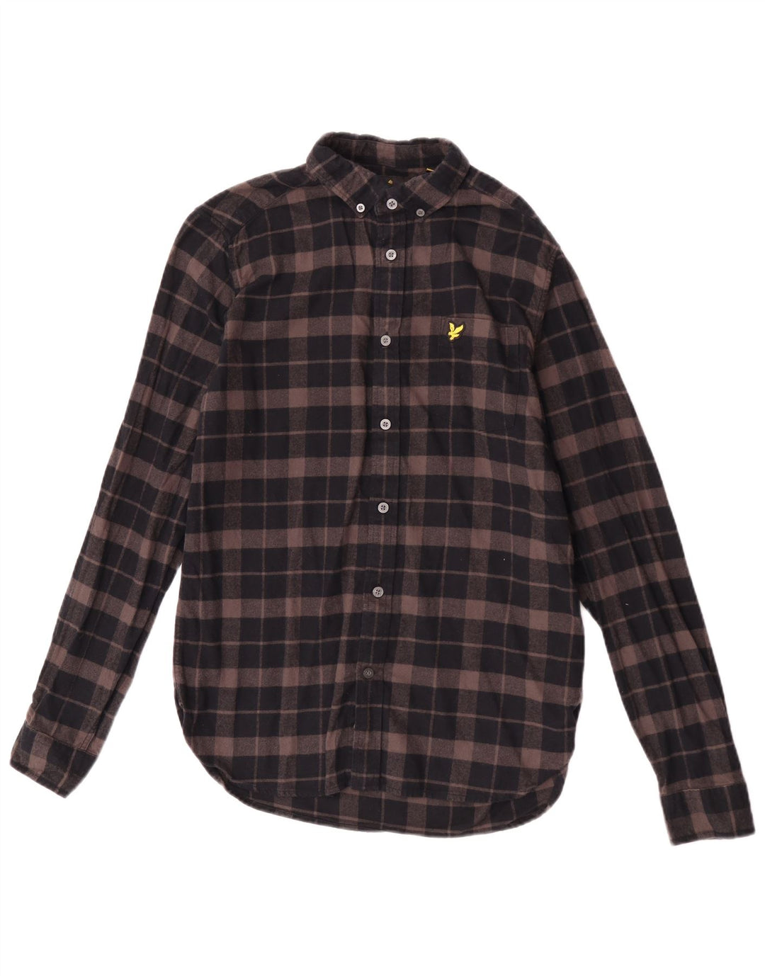 Męska koszula flanelowa Lyle & Scott w małą brązową kratkę, bawełniana