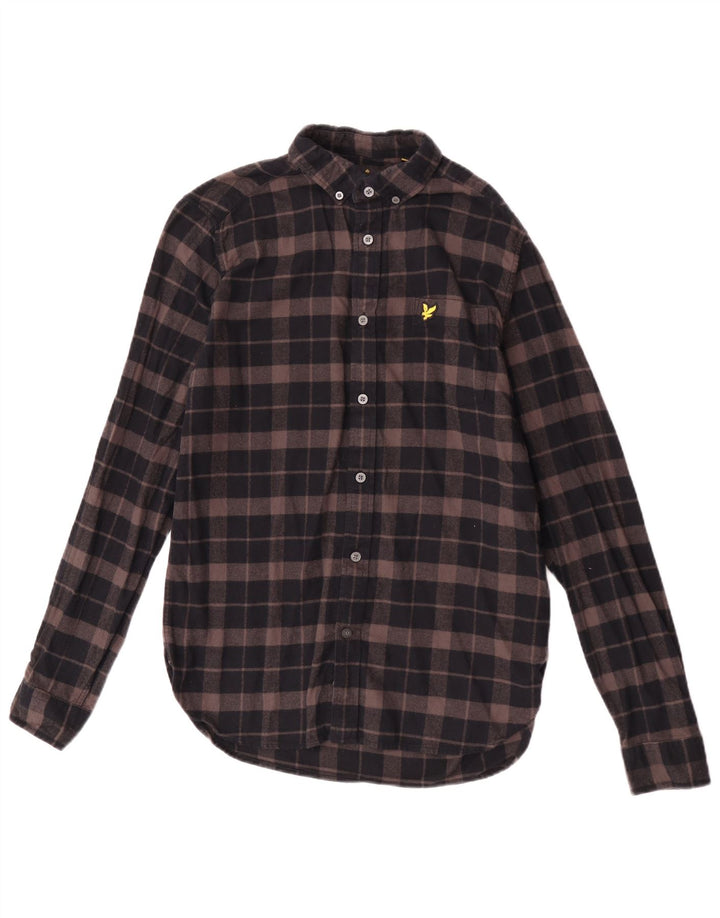Męska koszula flanelowa Lyle & Scott w małą brązową kratkę, bawełniana