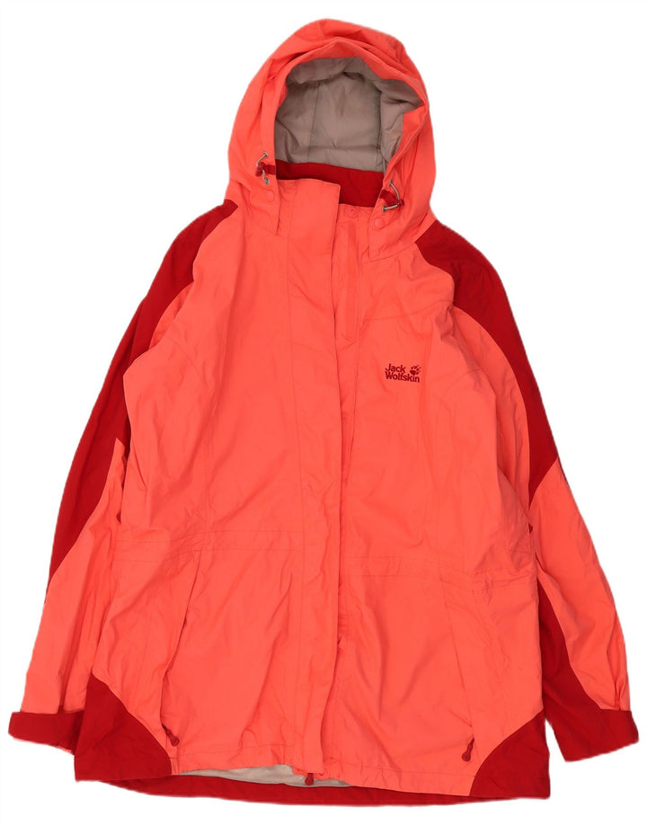 Damska kurtka przeciwdeszczowa z kapturem JACK WOLFSKIN UK 22/24 2XL Różowy blok kolorów