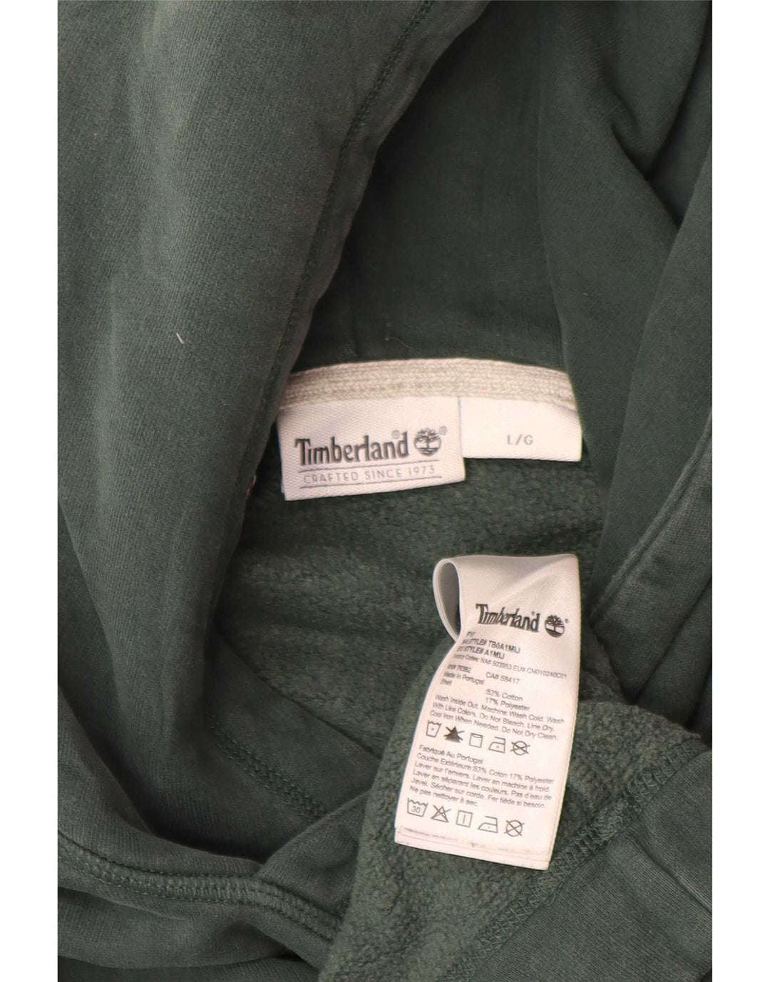 Męski sweter z kapturem Timberland, duży, zielony, bawełniany