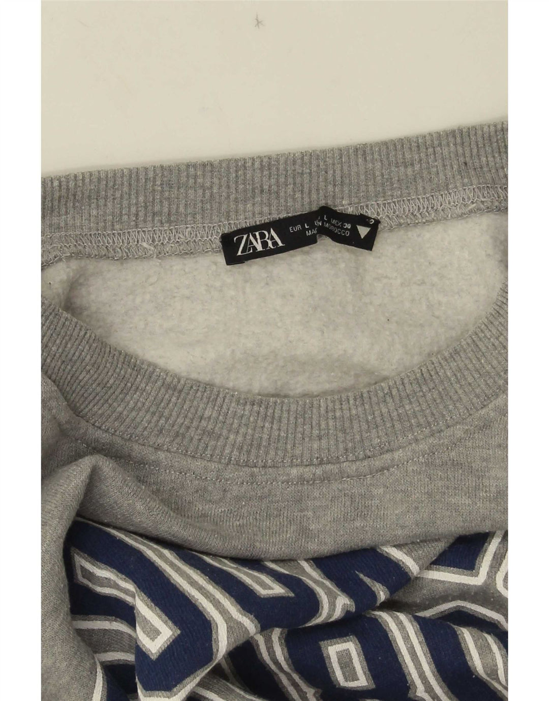 Damska bluza oversize Zara Crop Graphic UK 16, duża, szara