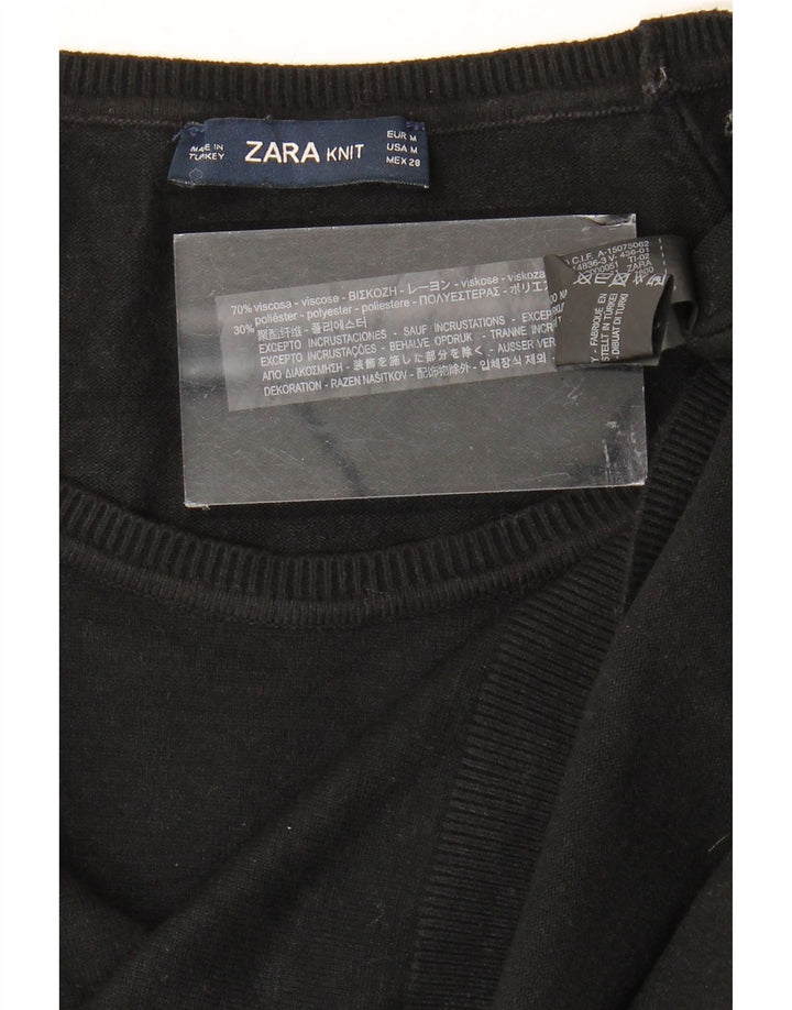 Damski sweter oversize z dekoltem w łódkę ZARA UK 14, średni czarny
