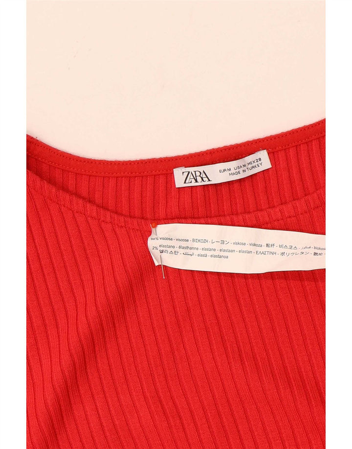 T-shirt damski Zara Top UK 12 Medium Red Wiskoza