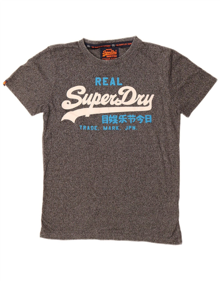 SUPERDRY Męski T-shirt z grafiką, mały, szary, bawełniany