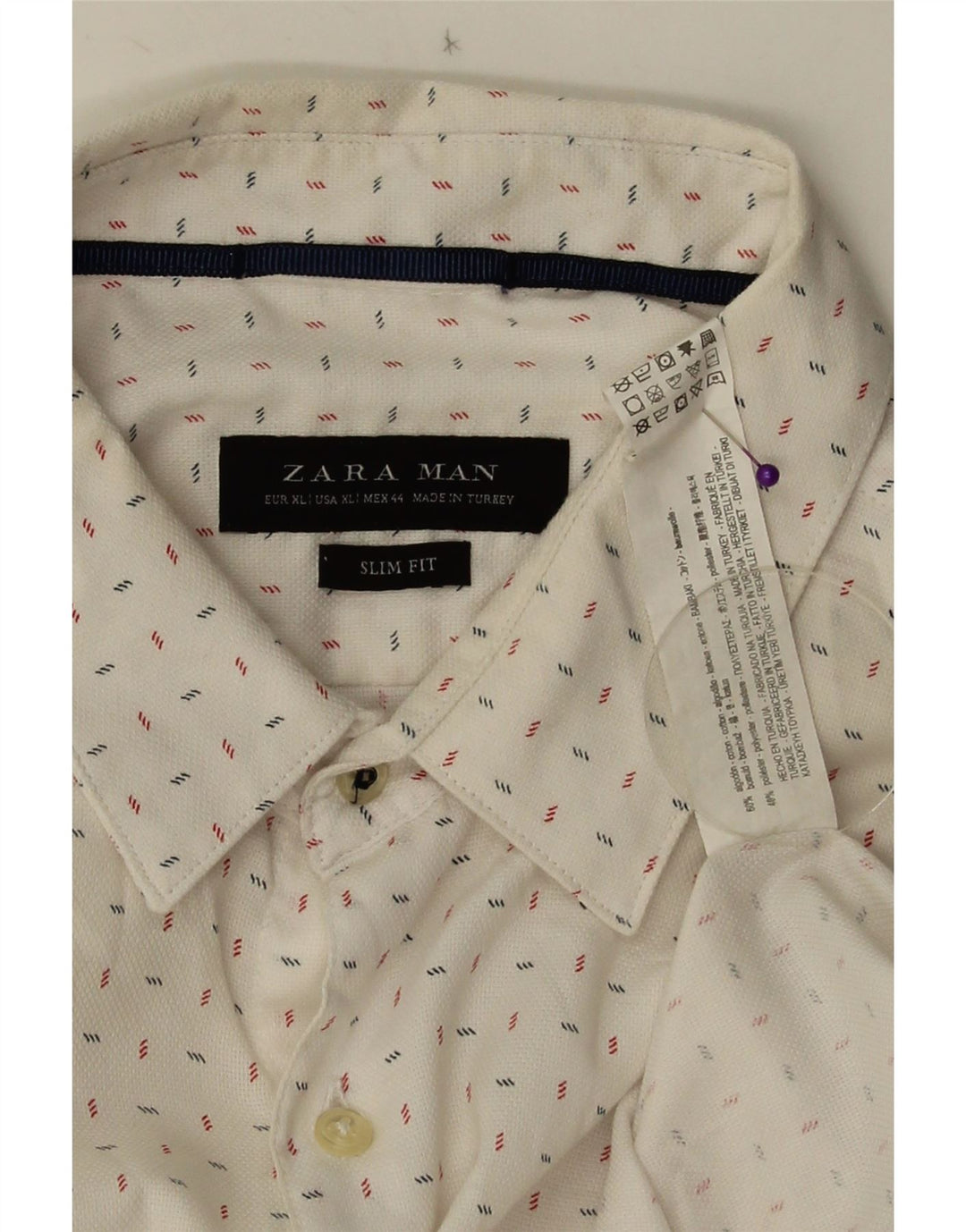Koszula męska ZARA Slim Fit XL, bawełniana w białe cętki