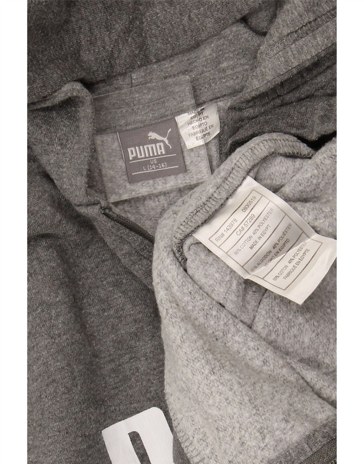 Chłopięcy sweter z kapturem i zamkiem błyskawicznym PUMA, duży, szary, bawełniany, 12-13 lat