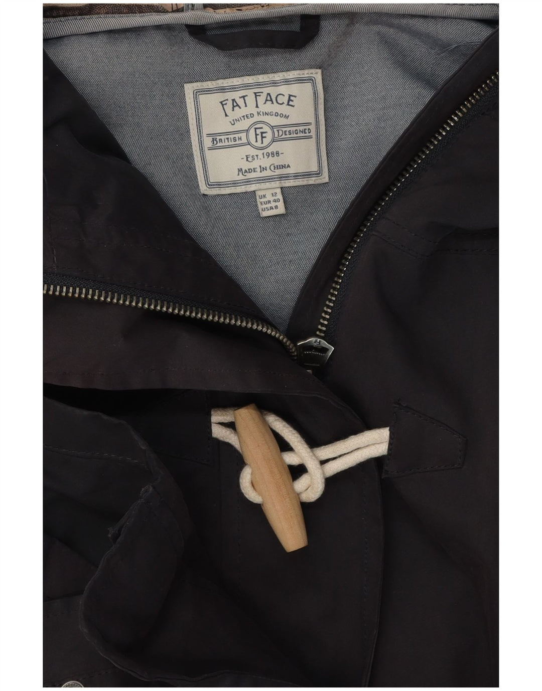 Damska kurtka przeciwdeszczowa z kapturem FAT FACE UK 12, średni granat