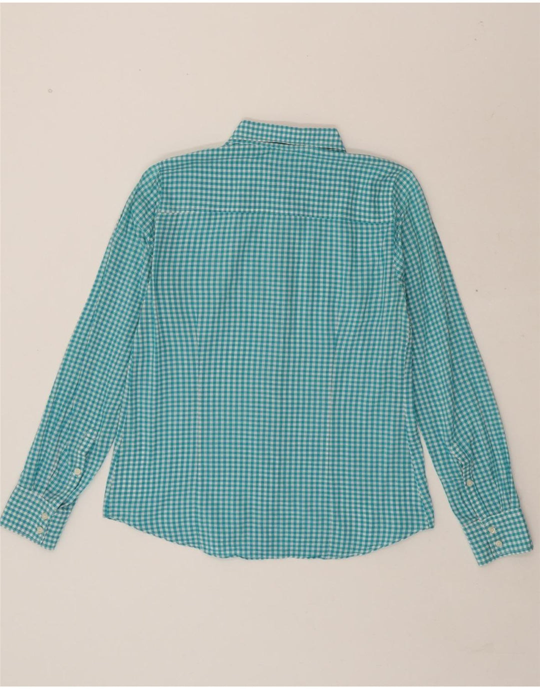 J. CREW Womens Oversized Shirt UK 10 Small Turquoise Gingham Cotton Vintage J. Crew and Second-Hand J. Crew from Messina Hembry 