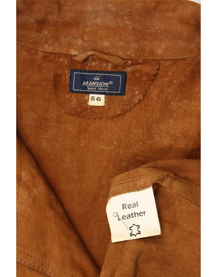 Vintage męska zamszowa kurtka IT 56 3XL beżowa skóra