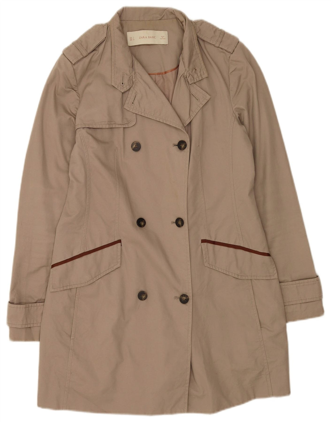 Trencz damski Zara UK 10 Small, beżowy, bawełniany