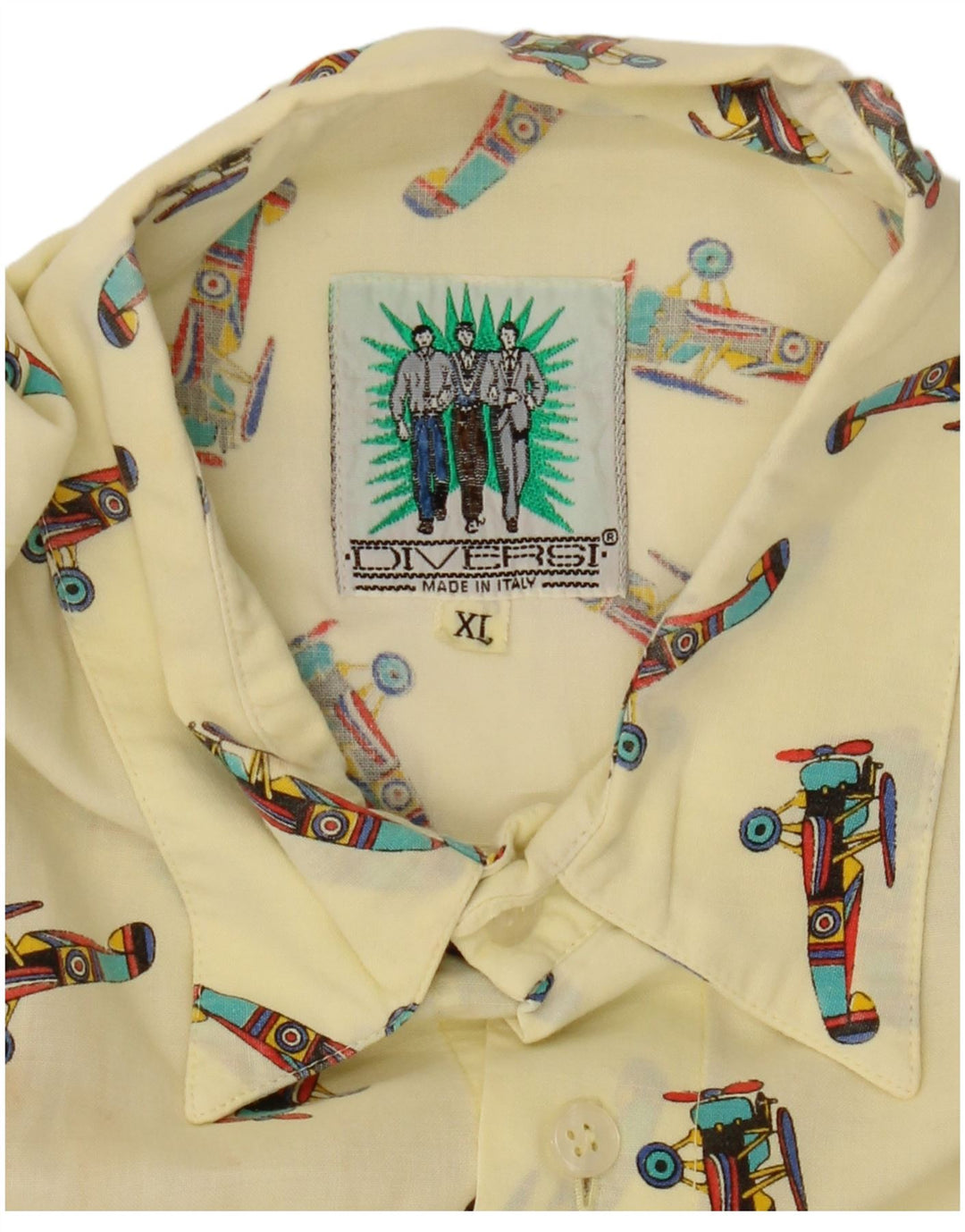 Męska graficzna koszula z krótkim rękawem w stylu vintage, XL, żółta