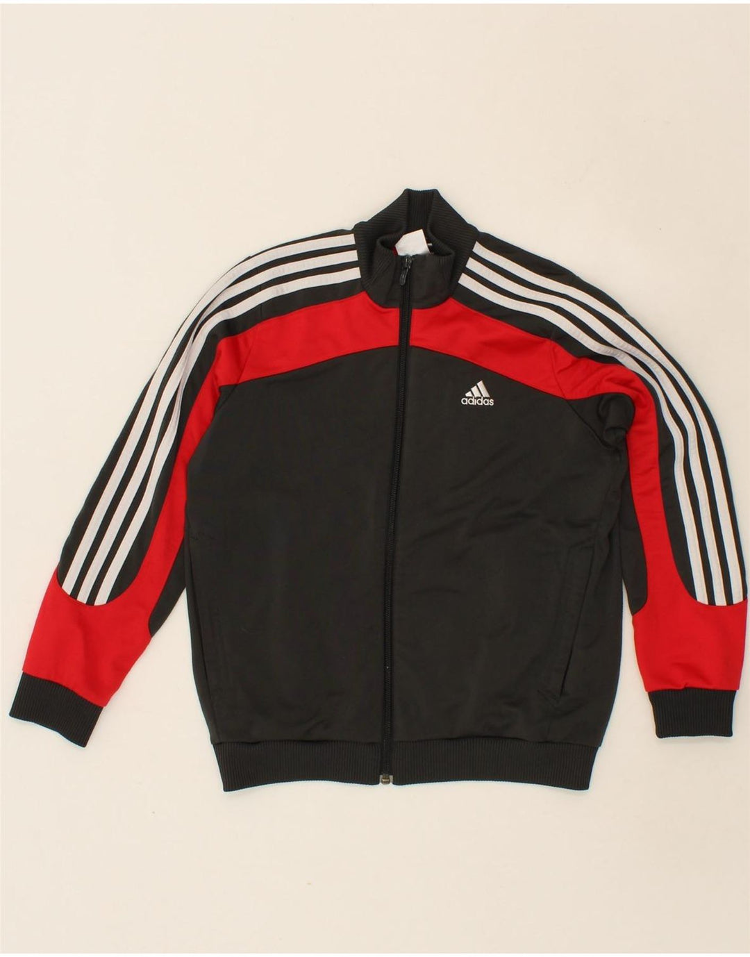 ADIDAS Boys Tracksuit Top Jacket 9-10 Years Grey Colourblock Polyester Vintage Adidas and Second-Hand Adidas from Messina Hembry 