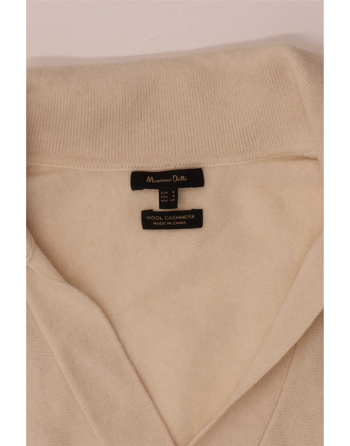 Damski sweter polo Massimo Dutti UK 10, mały, w kolorze złamanej bieli