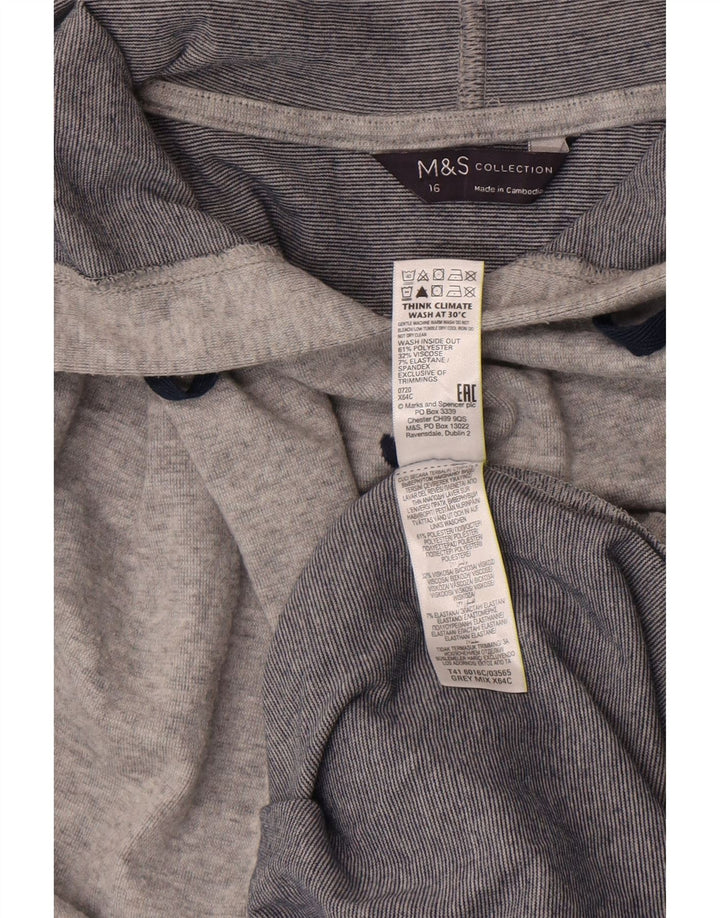 Marks & Spencer Damski sweter z kapturem z grafiką, oversize, UK 16, duży, szary