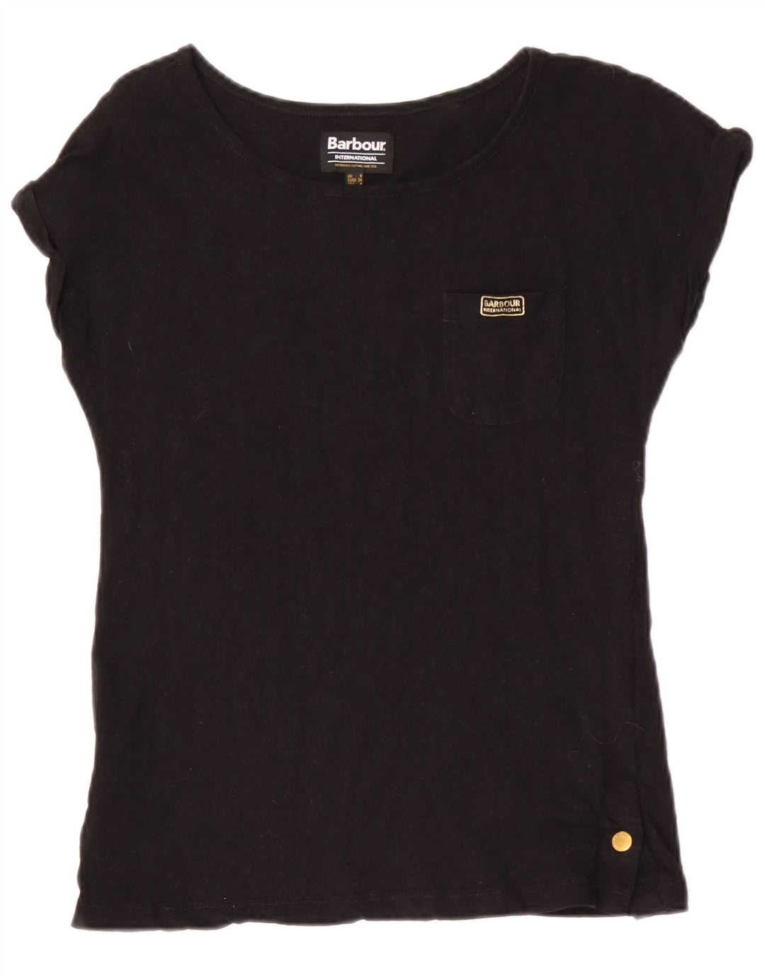 T-shirt damski Barbour Top UK 8 Small, czarny, bawełniany