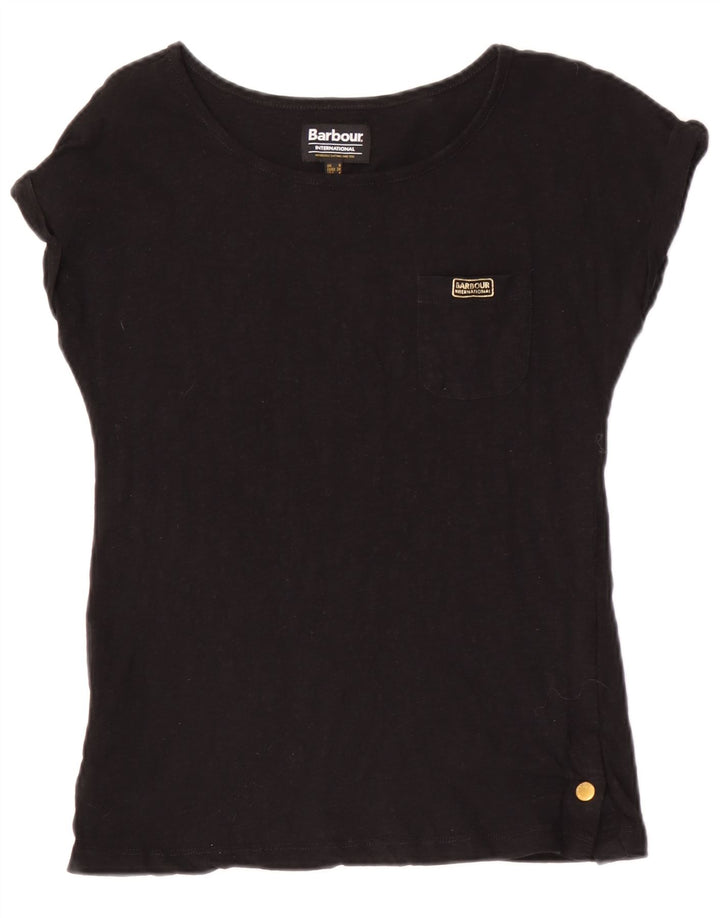 T-shirt damski Barbour Top UK 8 Small, czarny, bawełniany