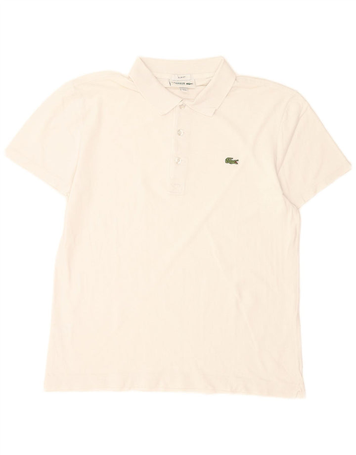 Męska koszulka polo Lacoste Slim Fit, rozmiar 4, średnia, biała, bawełniana