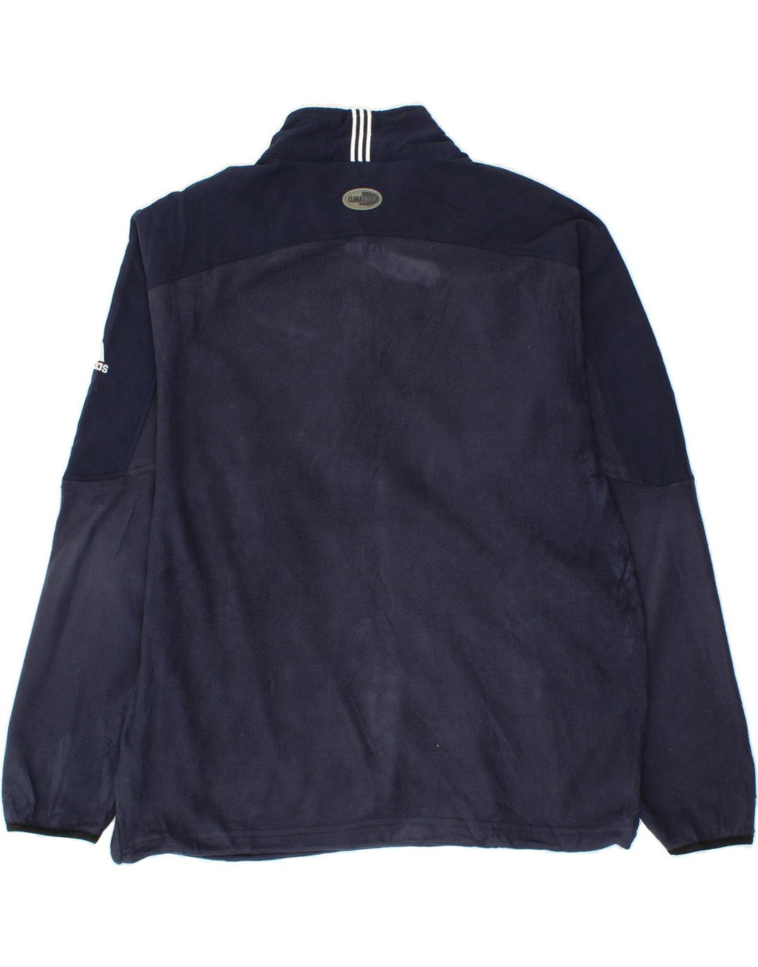 ADIDAS Mens Clima Proof Zip Neck Fleece Jumper Large Navy Blue Polyester Vintage Adidas and Second-Hand Adidas from Messina Hembry 
