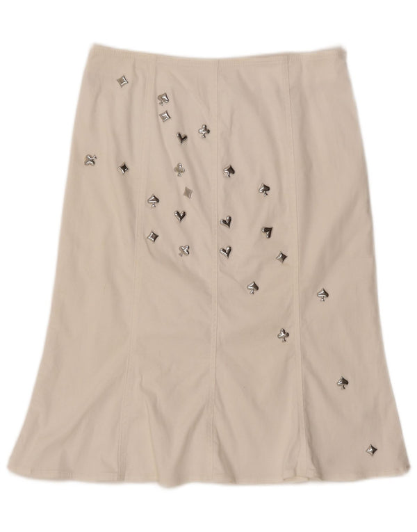 MOSCHINO Damska spódnica w kształcie litery A z wysokim stanem UK 14 W30 L23 Biała bawełna