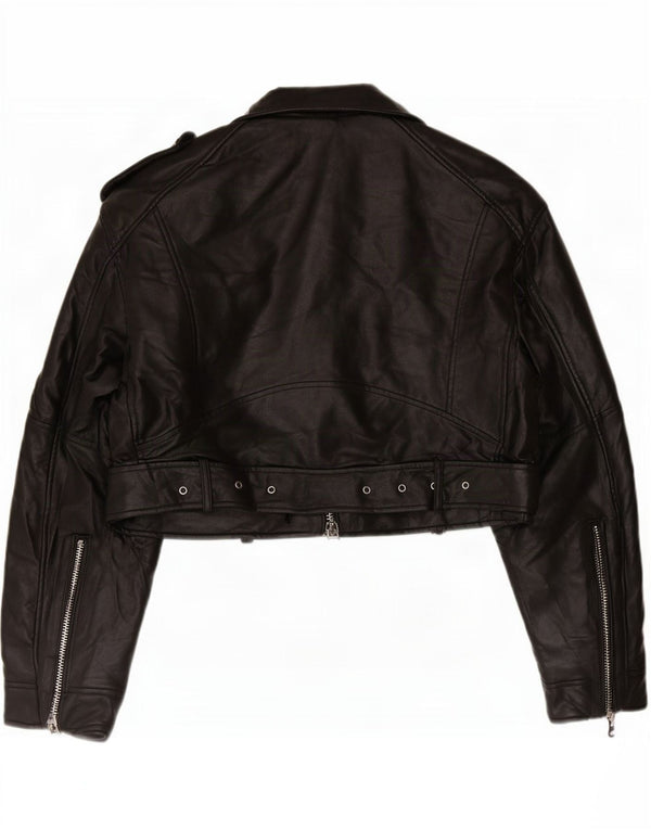 Damska kurtka motocyklowa Zara ze sztucznej skóry, UK 18 XL, czarna, poliester