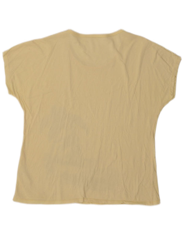 Damska koszulka z grafiką w stylu vintage Top UK 18 XL Żółta bawełna