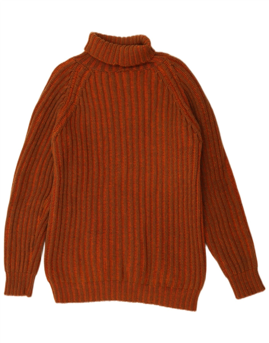Vintage męski sweter z wywijanym dekoltem, duża, wełniana w pomarańczowe paski
