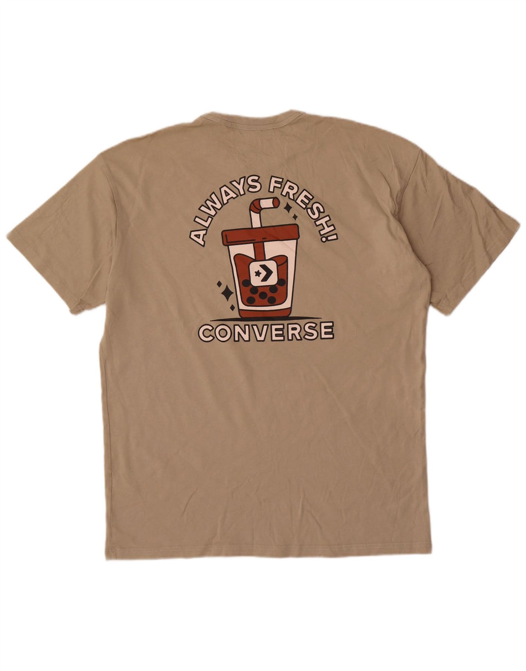 Converse Męski T-shirt z grafiką, duży, beżowy, bawełniany